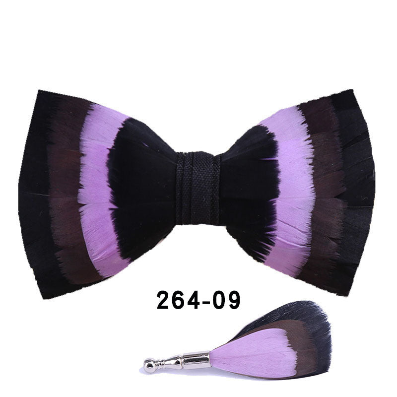 264 Colorful Feather Bow Tie Men's Wedding Banquet Clay Suit Accessories Shirt with Box Bow