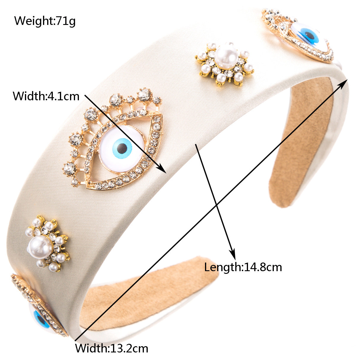 European and American trends, new personality, devil's eye, headband, female inlaid with pearls, flowers, wide-brimmed temperament, street photography hair accessories, hairpins