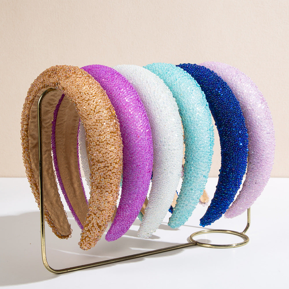 Heming headband Korean version of the new sponge material inlaid with transparent crystal headband, the girl is versatile, wide-edged, pressed hair accessory