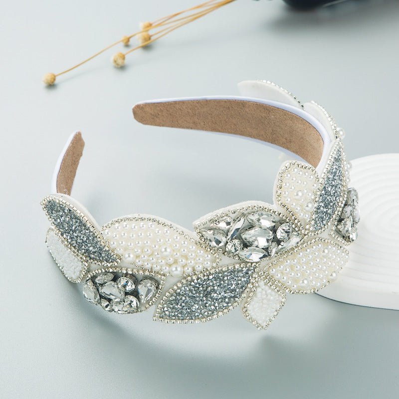 Harmony headbands, European and American fashion balls, rhinestones, pearl leaves, baroque headbands, exaggerated enlargement, wide-brimmed hair accessories