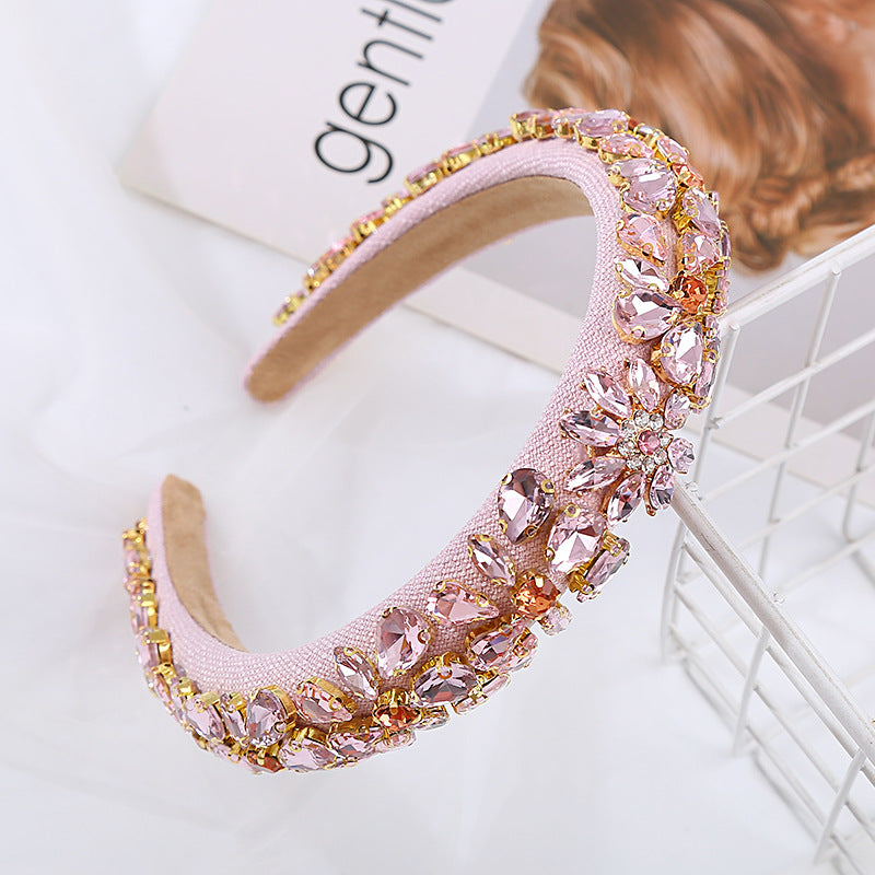 Heming headbands, European and American baroque full diamond sponge headbands, women's high-end wide version headbands, light luxury temperament hair accessories