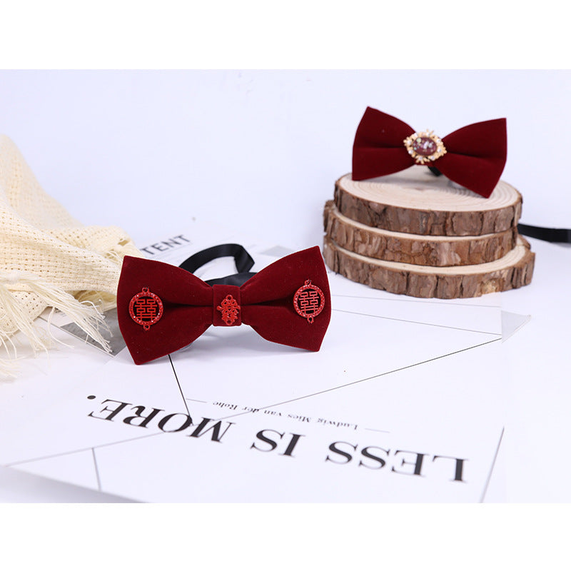 old shop groom wedding dress bow bow Korean version of business performance suit shirt bow tie