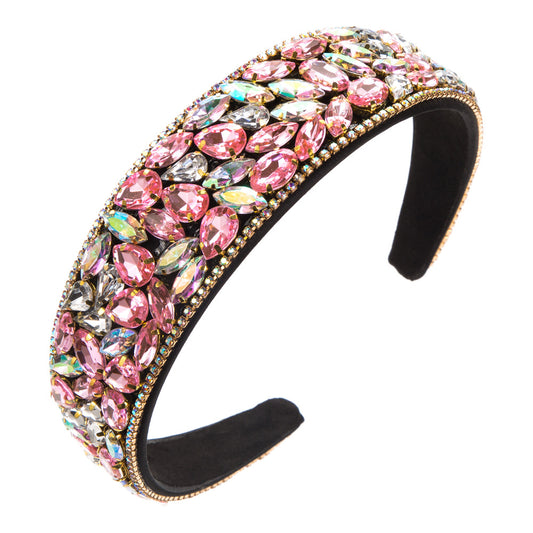 European and American new fashion baroque headbands women's full diamond retro wide-brimmed temperament versatile prom headband hair accessories wholesale