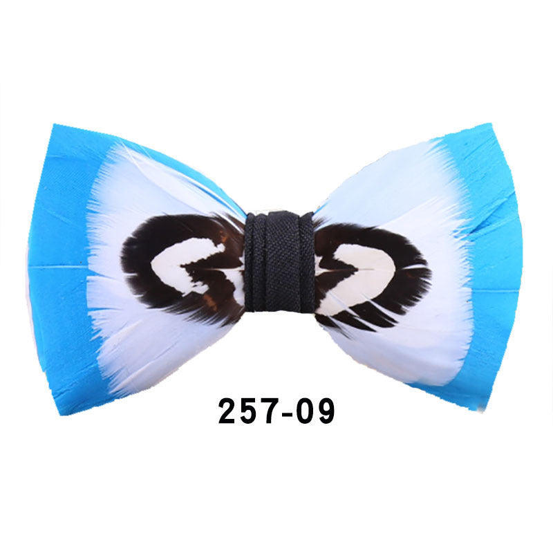 green blue feather presiding over the party men's bow tie wedding bow tie men's shirt bow tie flower tie