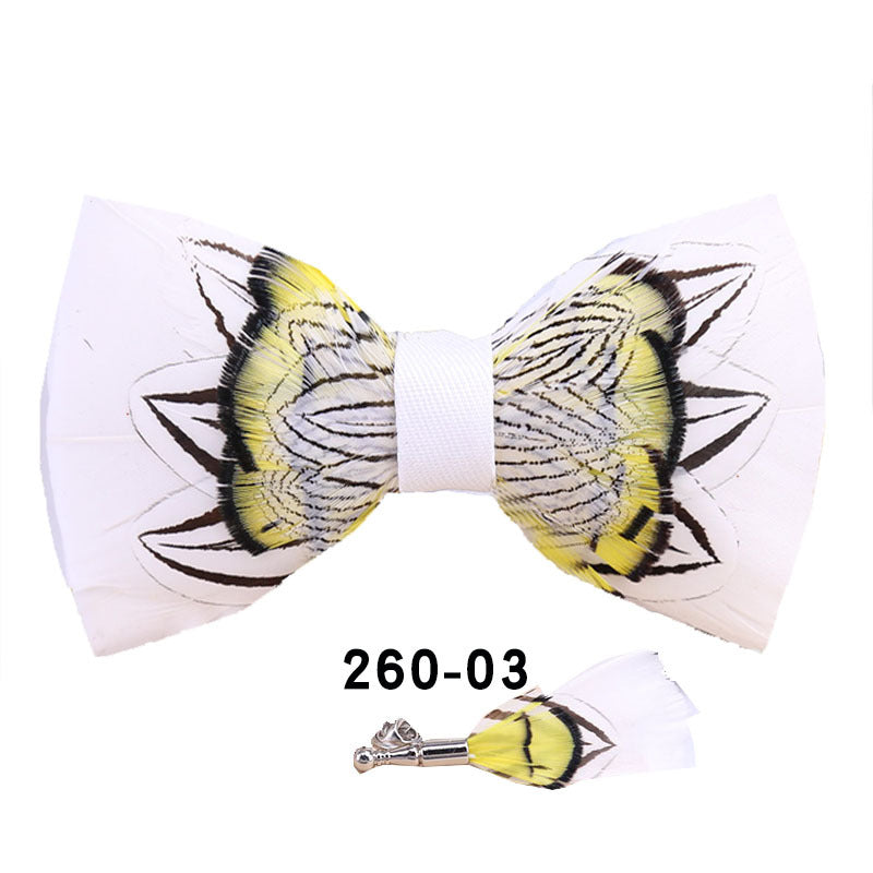 260 colorful feather bow tie men's wedding banquet clay suit accessories shirt with box bow