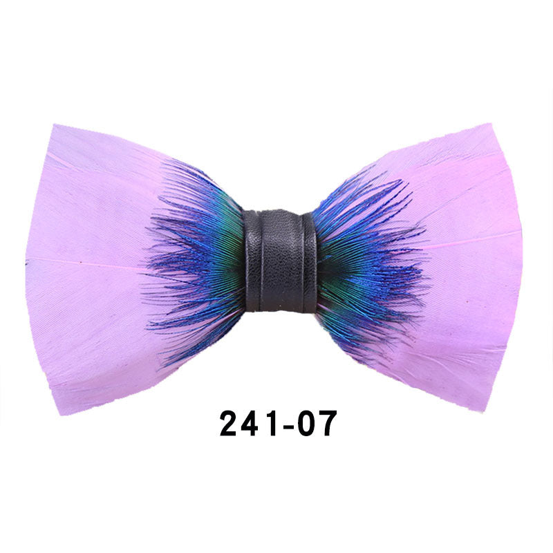 241 Peacock Blue Feather Man Hosts the Party Groom Groomsman Group Butterfly Wedding Bow Tie Spot