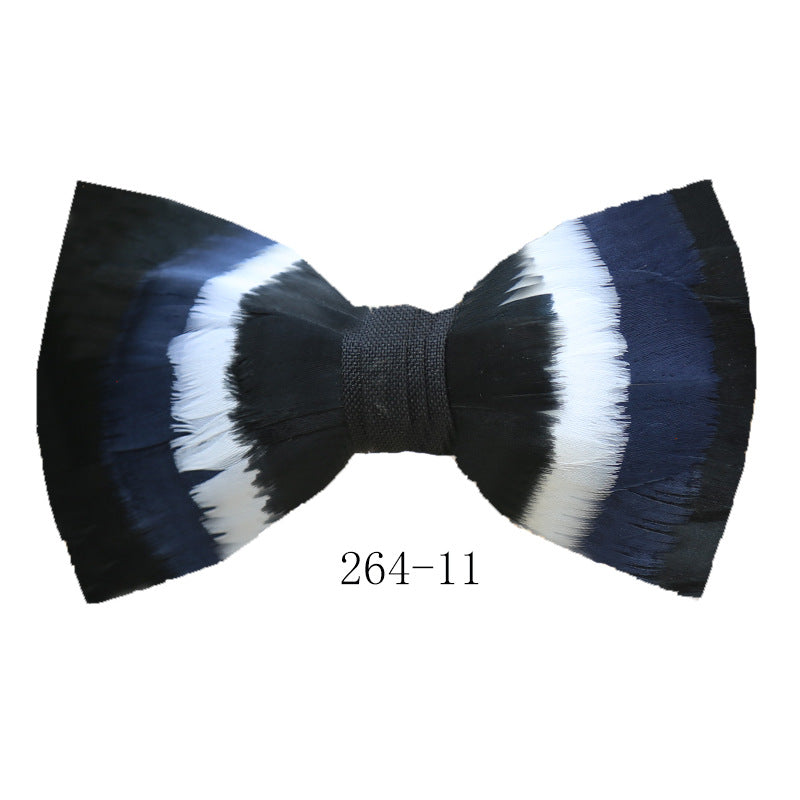 264 Colorful Feather Bow Tie Men's Wedding Banquet Clay Suit Accessories Shirt with Box Bow