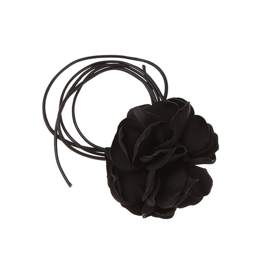 Black three-dimensional flower tie rose necklace neck flower neckband tie neck accessories collar cross-border new accessories