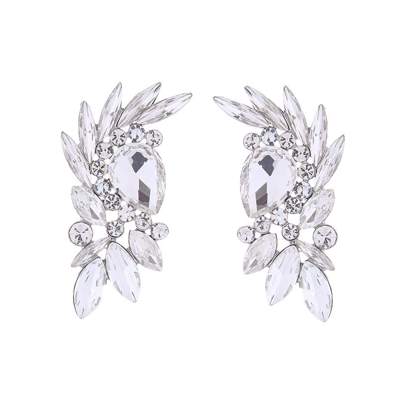 European and American fashion super sparkling diamond earrings exaggerated bohemian alloy diamond stud earrings temperament high-end earrings women