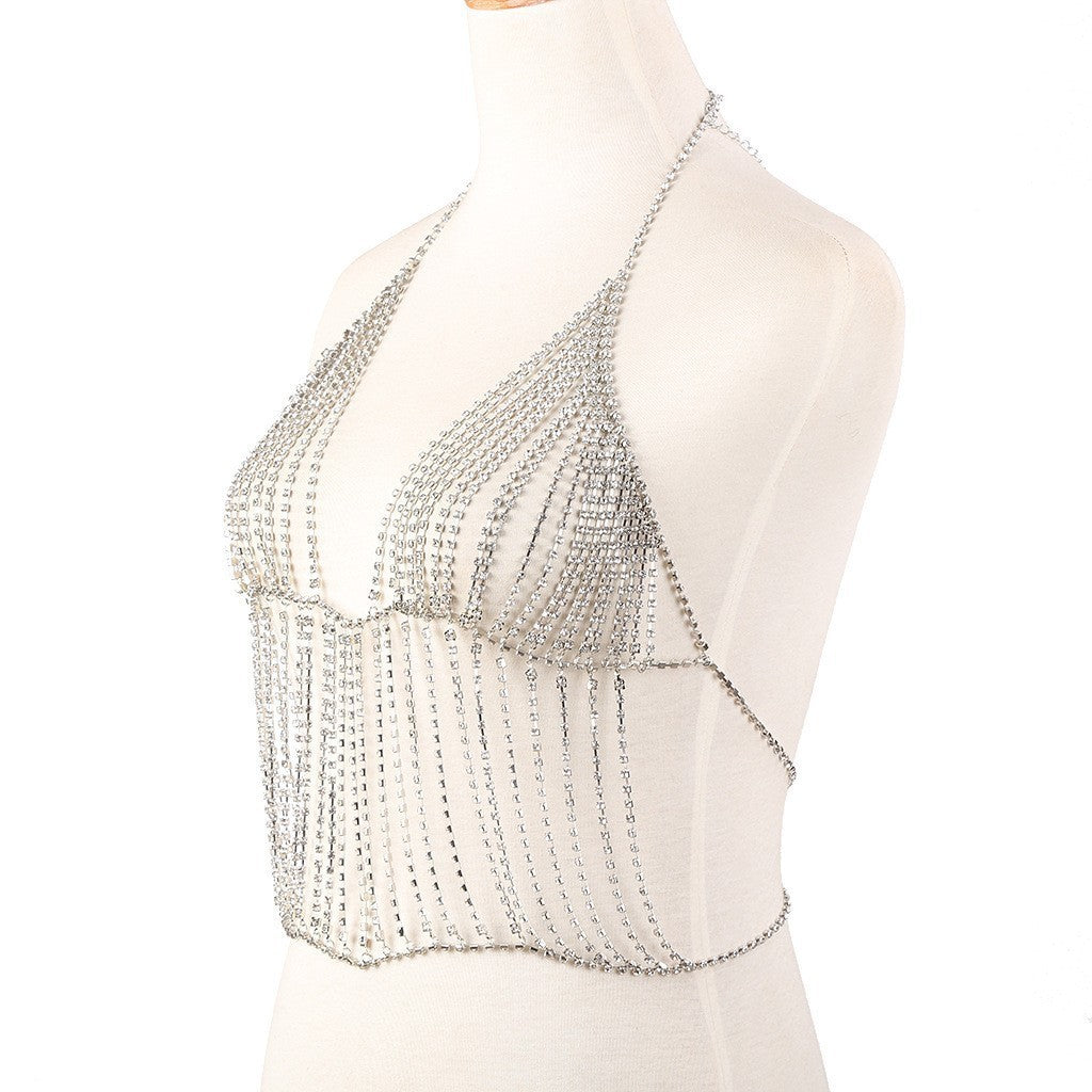 New European and American cross-border rhinestone bra sexy multi-layer body chain fashion claw chain inlaid rhinestone bra body chain