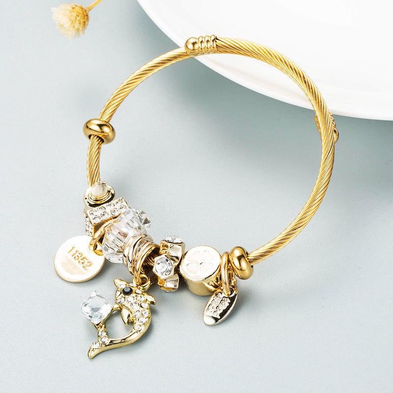 European and American fashion trends, niche designs, personalized DIY multi-element bracelets, women's simple gold bracelets, bracelets, accessories