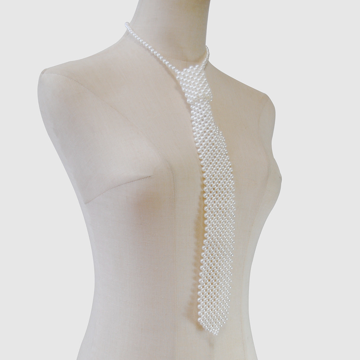 pearl tie braided cut-out beaded scarf scarf neck ornament collar vintage with shirt cutout fake collar ornament