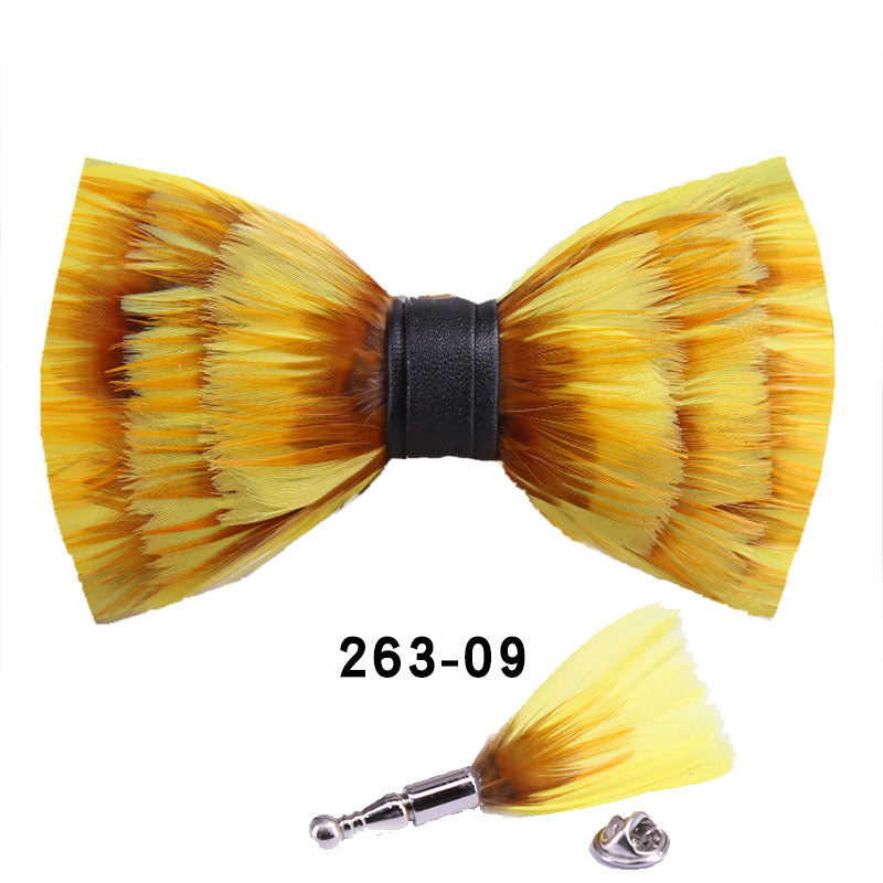 263 Gray Black Feather Bow Tie Men's Wedding Banquet Clay Suit Accessories Shirt With Box Bow