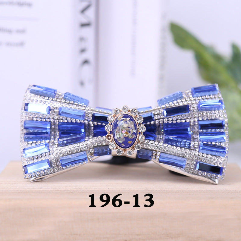 196 rectangular blue crystal bow tie male wedding party suit suit formal dress collar flower man crystal bow