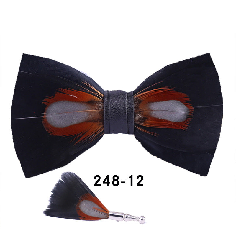 248 black feather man presided over the party, groom, groomsmen, children, flower girls, bow ties, and flower ties