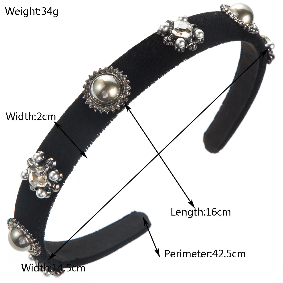 European and American Baroque vintage pearl inlaid diamond velvet headbands, women's high-end sense of versatile headbands, simple and small fragrance hair accessories