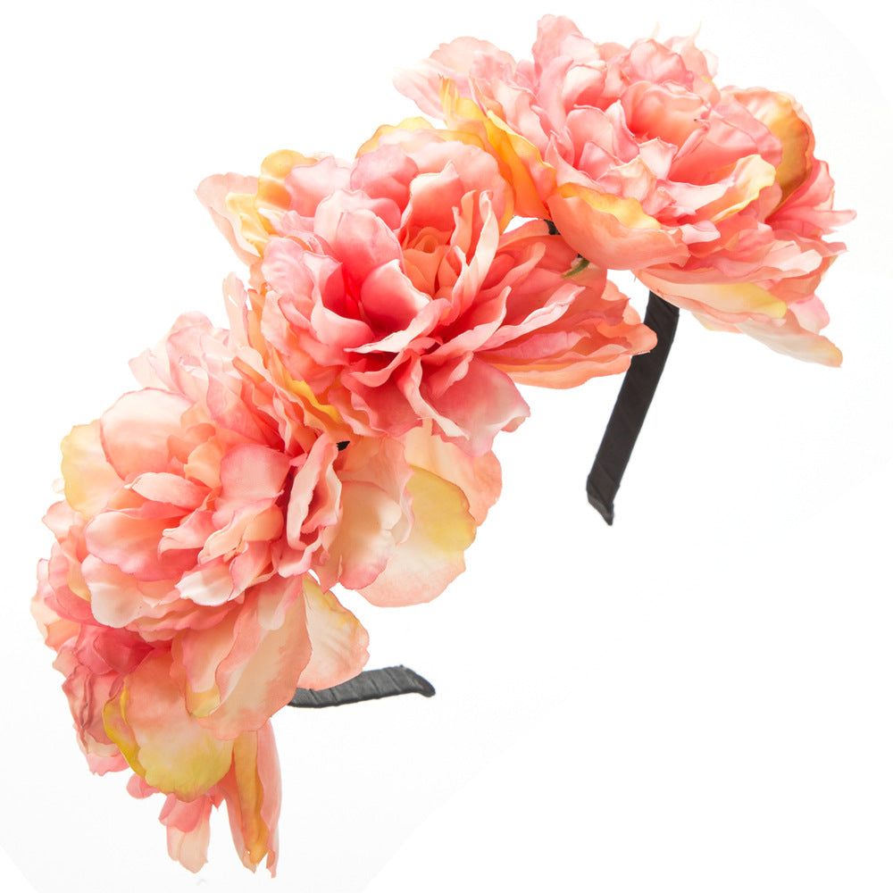 Korean version of the new three-dimensional simulation rose headband women's fashion sweet hairpin headband street photography elegant prom hair accessories