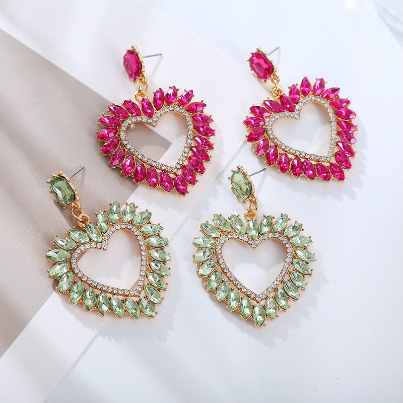 European and American cute sweet princess versatile earrings niche Hong Kong style new color peach heart premium earrings female wholesale