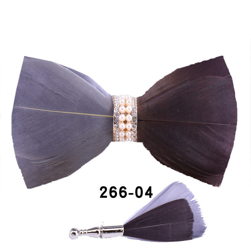 266 khaki feather male bow tie men and women wedding bow bow men's bow tie yellow white collar flower tie