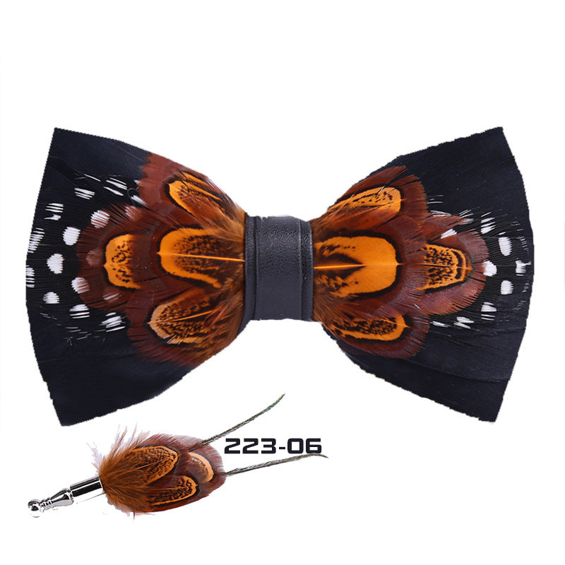 223 male bow tie red feather bird feather banquet nightclub wedding groom clay pot wedding banquet bow