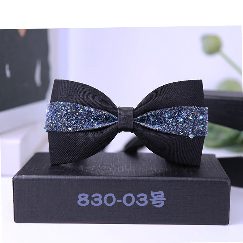 830 bow tie male rhinestone blue butterfly wedding ceremony groom master of ceremonies presided over crystal children's dress collar flowers