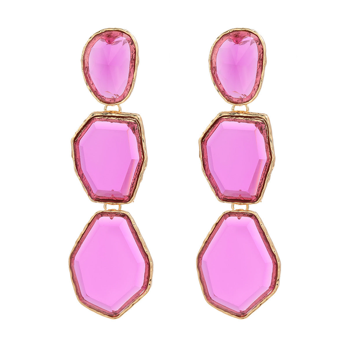 Fashion trend new alloy transparent resin earrings women's long multi-layer irregular geometric earrings wholesale