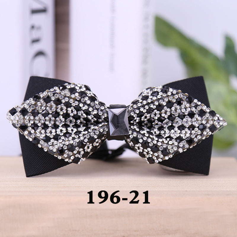 196 rectangular blue crystal bow tie male wedding party suit suit formal dress collar flower man crystal bow