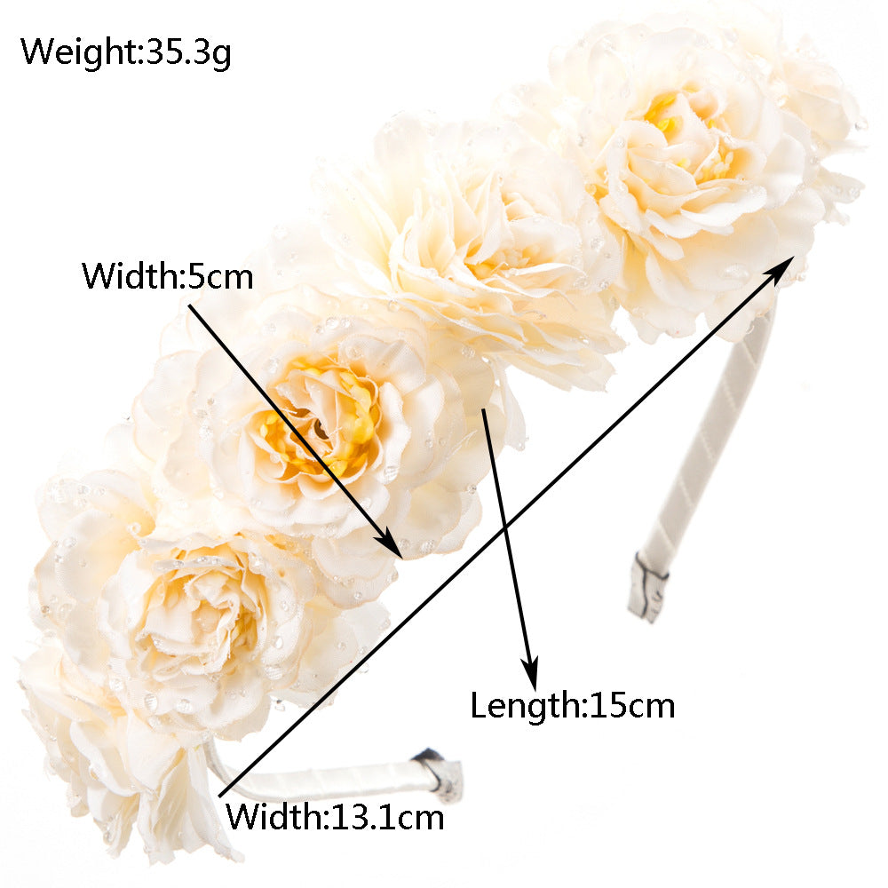 Korean version of the new rose headband female super fairy three-dimensional imitation water drip headband tourist street photography elegant sweet hair accessories