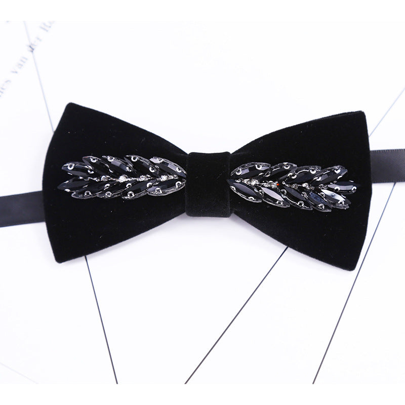 Crystal Leaf Suede Classic Bow Korean Business White Shirt Bow Tie Flower