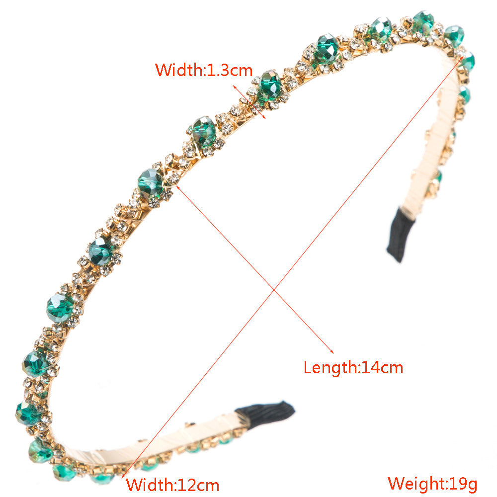 Fashionable, simple, cold, metal headband, Korean high-end chain, winding crystal, thin edge, fairy headband, hair ornament