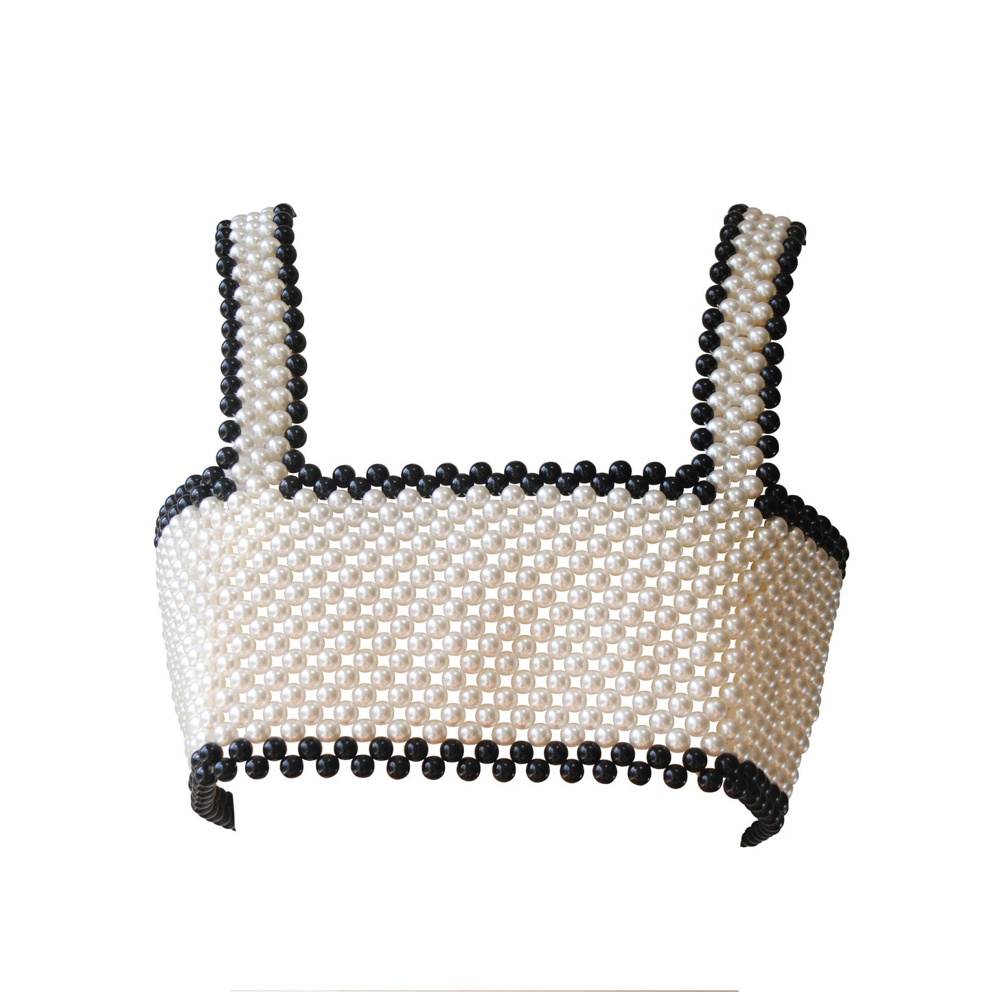 New cross-border small fragrance pearl color-blocked camisole chest bracelet retro elegant hand-woven beaded chest ornament