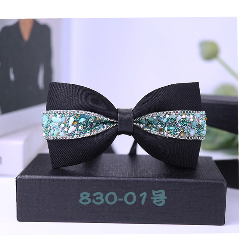 830 bow tie male rhinestone blue butterfly wedding ceremony groom master of ceremonies presided over crystal children's dress collar flowers