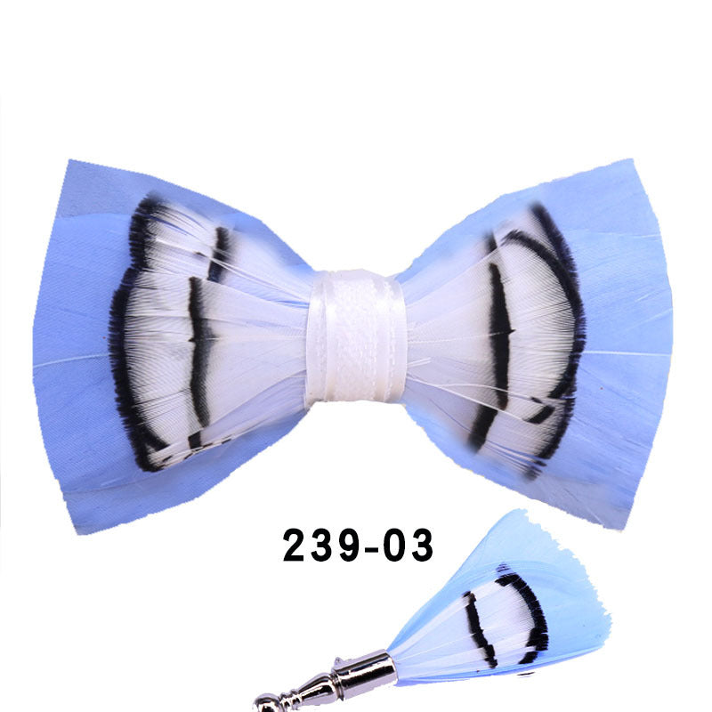 239 khaki gray feather men's bow tie men's wedding bow tie men's bow tie pink collar flower tie