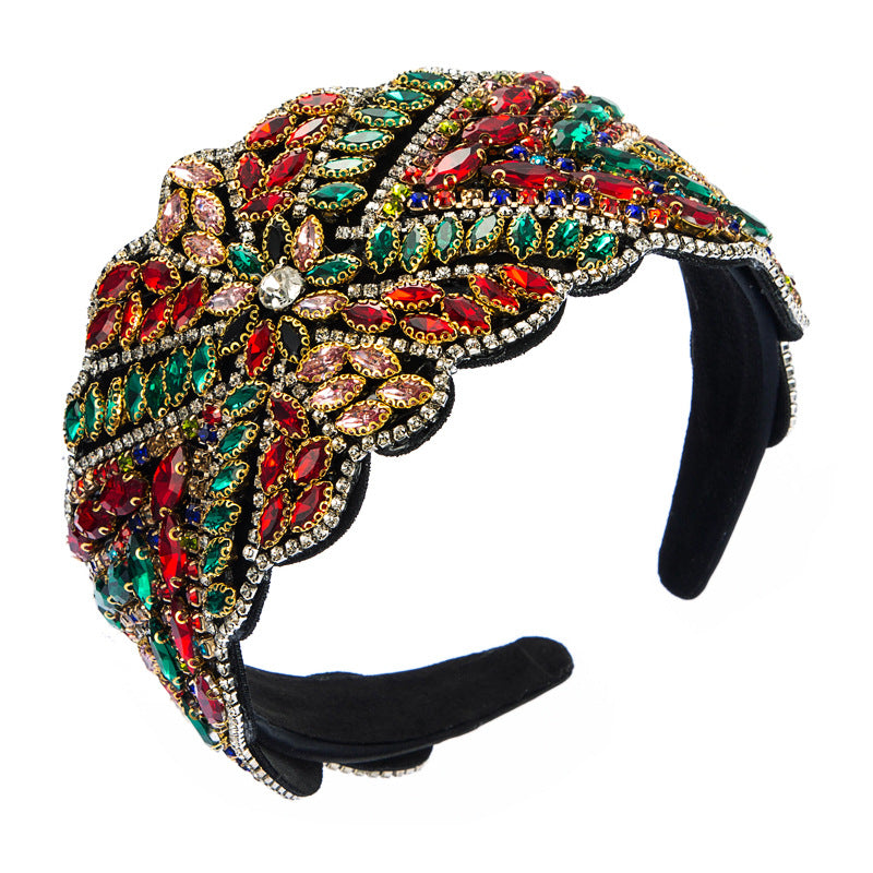 Heming headbands, European and American cross-border vintage, baroque heavy industries, rhinestone hair accessories, wide-brimmed exaggerated fashion catwalk headbands, women