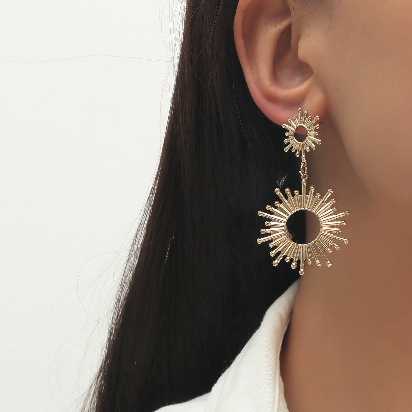 New European and American jewelry alloy sunflower earrings cross-border fashion long temperament women's earrings