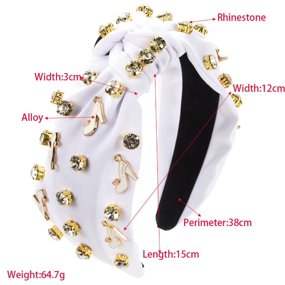 European and American fashion simple baroque inlaid drill hoops women's alloy dripping oil heels accessories spring color hair accessories