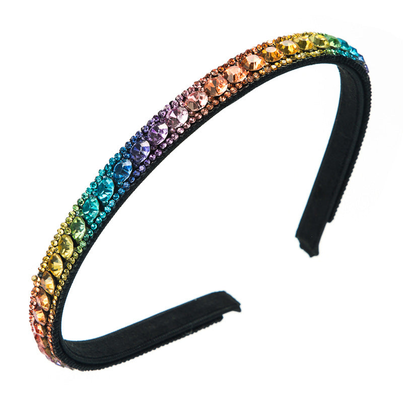 Heming headband, Korean version of the Internet celebrity fashionable, simple color rhinestone headband, European and American women's anti-slip face wash hairpin headwear