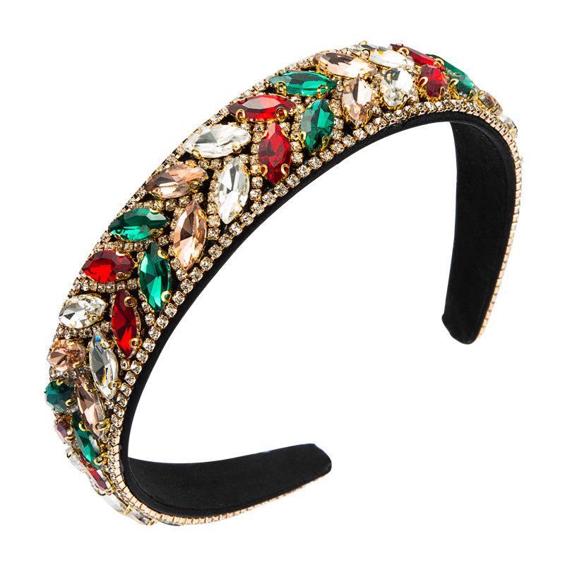 Korean version of the new fashion claw chain inlaid with glass diamond diamond headband women's fashion trend pressed hair wash face hairpin headpiece