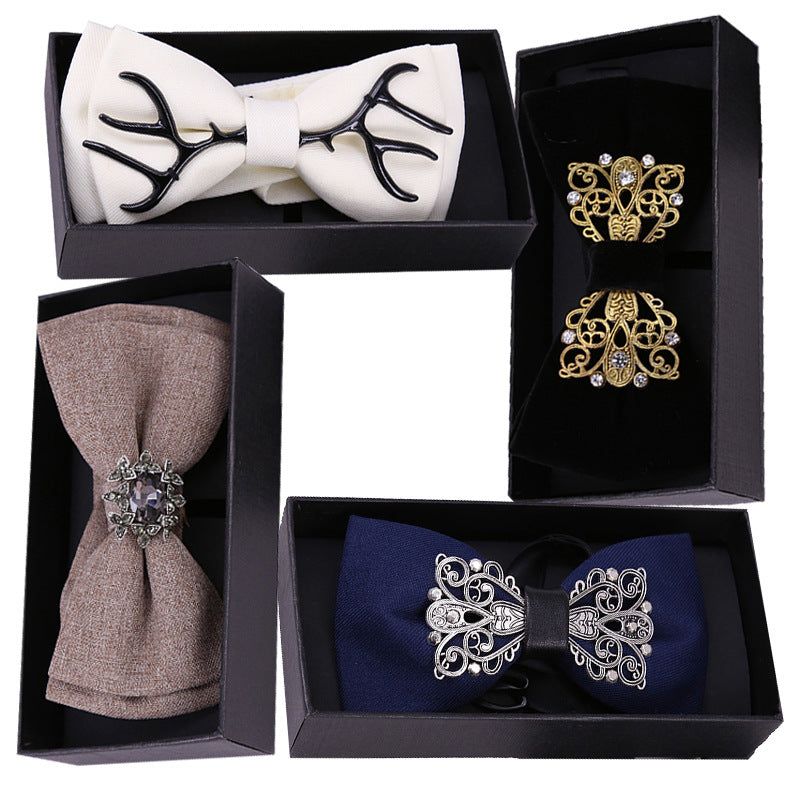 3108 groomsmen dress white bow crystal metal collar flower evening dress wedding man wedding bow in stock