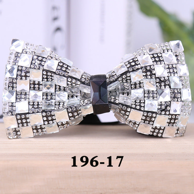 196 rectangular blue crystal bow tie male wedding party suit suit formal dress collar flower man crystal bow