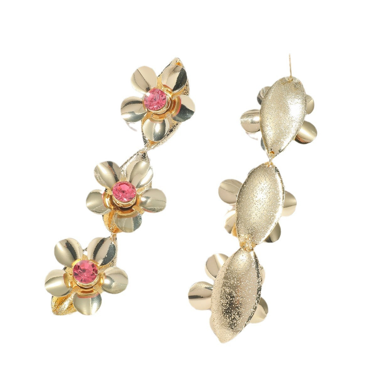 New exaggerated earrings, long summer versatile, fashionable temperament, high-end flower drop earrings