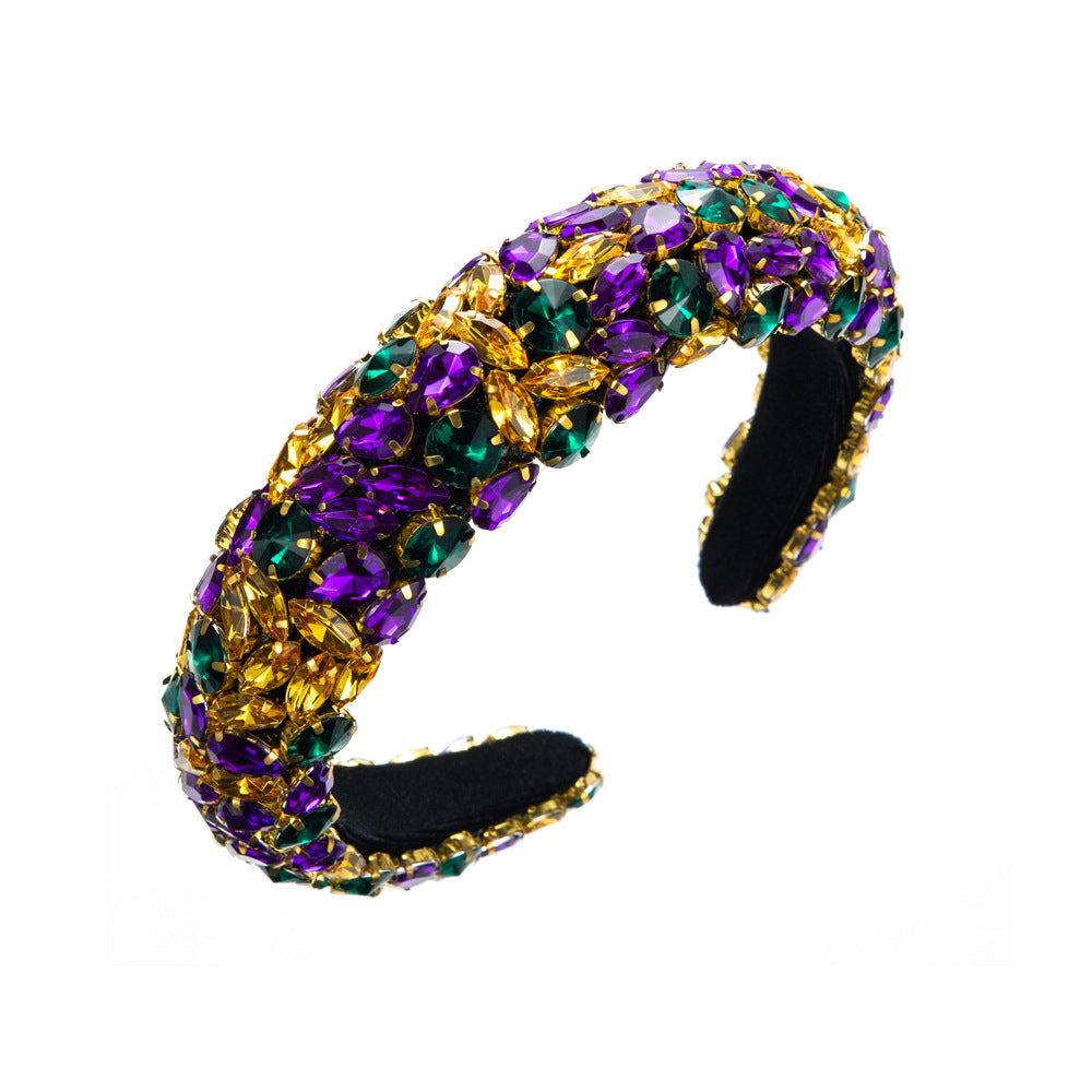 European and American cross-border new heavy industry headbands inlaid with diamonds, net red sponge wide-brimmed headbands, baroque fashion hair accessories wholesale