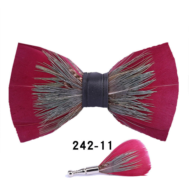 242 color feather wedding groom groomsman group pot butterfly wedding shirt business bow tie flower tie