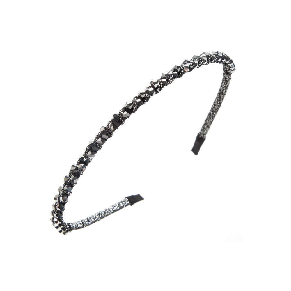 Cross-border supply: super flash crystal, hand-woven beaded, fine-edged headband, Korean version, sweet fashion and versatile hair accessories wholesale