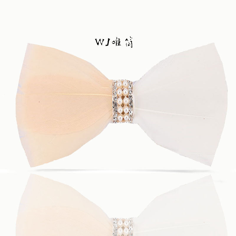 266 khaki feather male bow tie men and women wedding bow bow men's bow tie yellow white collar flower tie