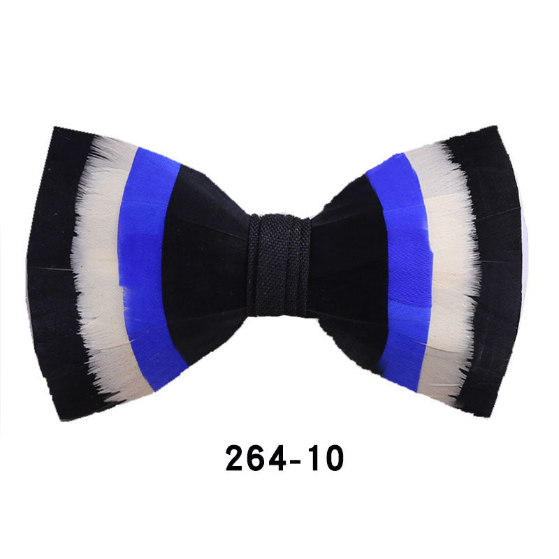 264 Colorful Feather Bow Tie Men's Wedding Banquet Clay Suit Accessories Shirt with Box Bow