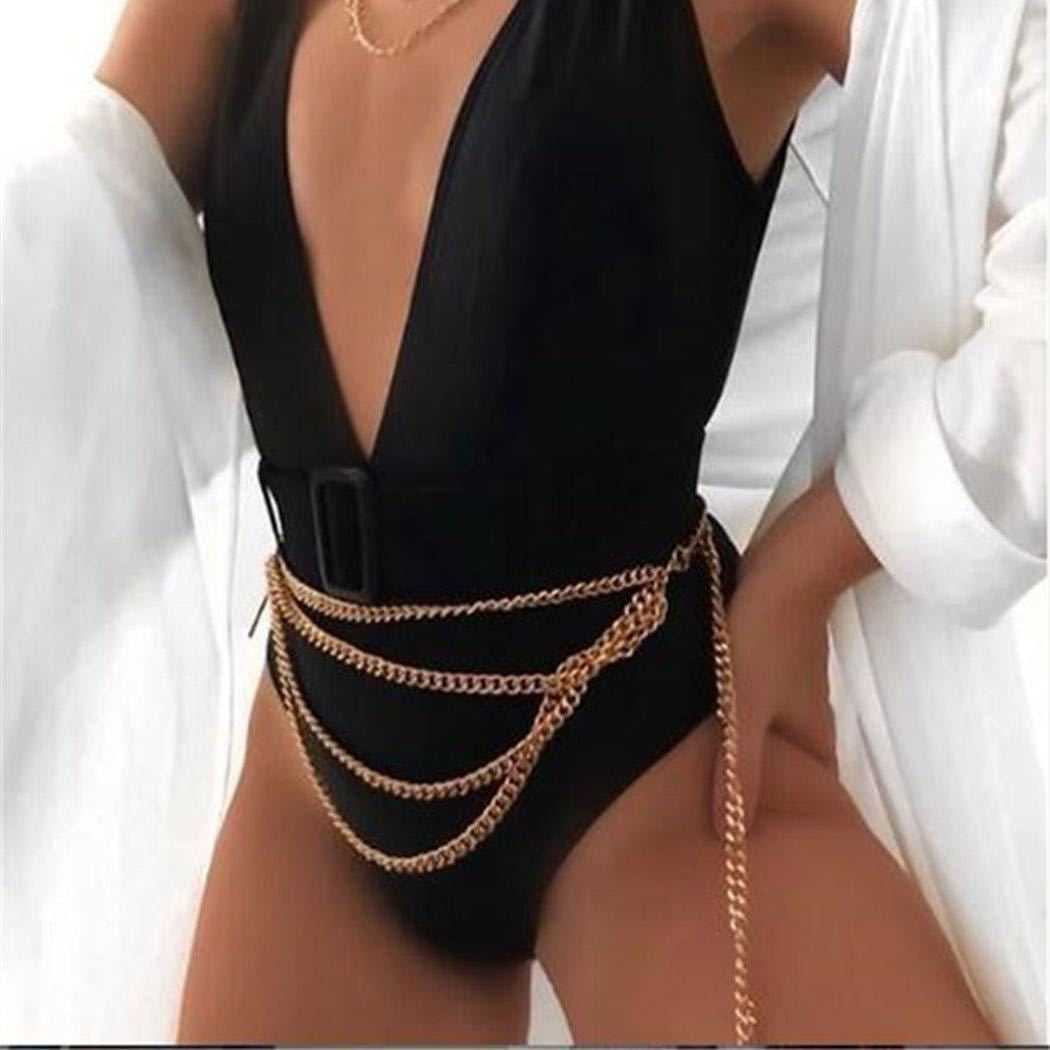 The new European and American cross-border versatile, simple and creative tassels, multi-layer waist chains, personalized punk metal pendants, body chains