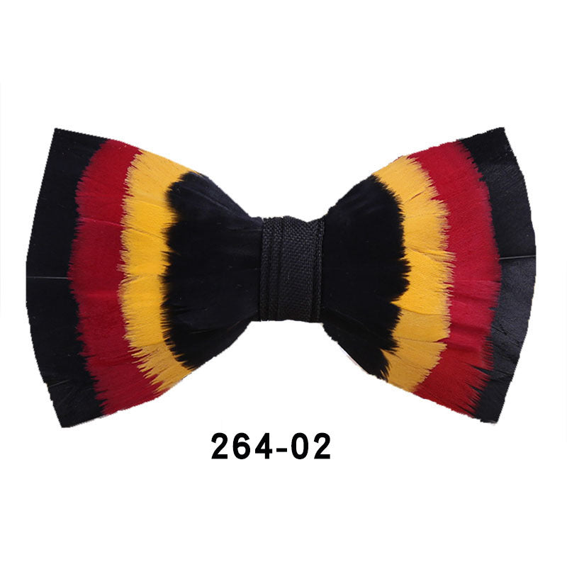 264 Colorful Feather Bow Tie Men's Wedding Banquet Clay Suit Accessories Shirt with Box Bow