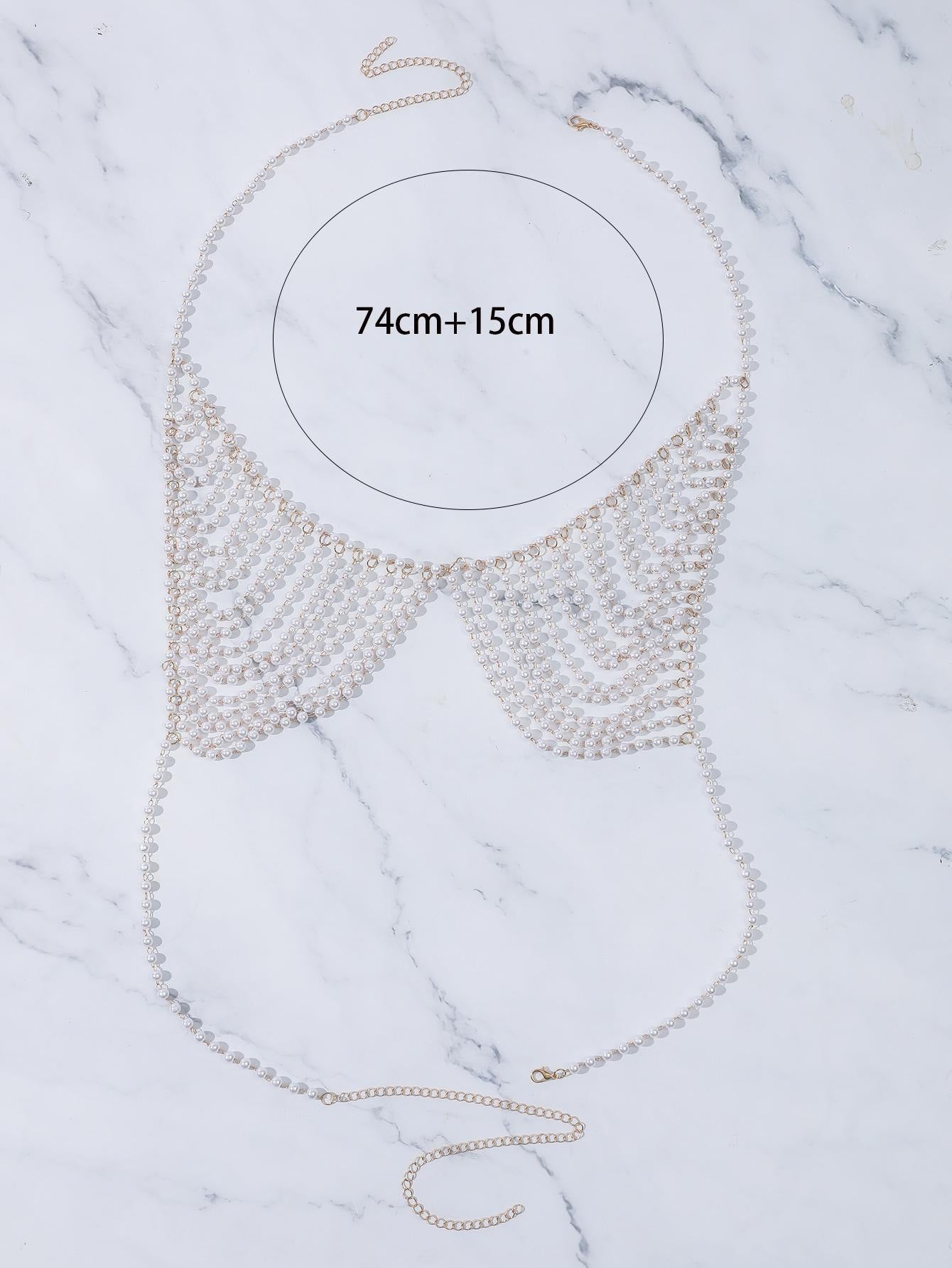 New European and American cross-border fashion ladies hand-woven explosive chest chain sexy jewelry pearl bra body chain