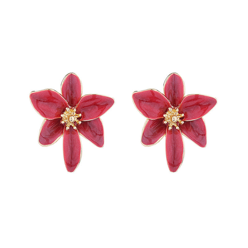 Korean version of small fresh ins wind flower earrings female alloy dripping oil flower stud earrings trend earrings wholesale earring